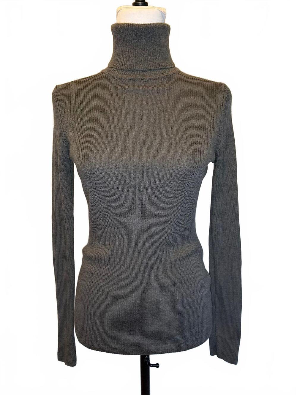 Uniqlo Merino Wool Lightweight Turtleneck Sweater M Charcoal 90s Minimalist